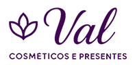 Logotipo em roxo da Val Cosméticos e Presentes - Loja de perfumes e cosméticos em Londrina.